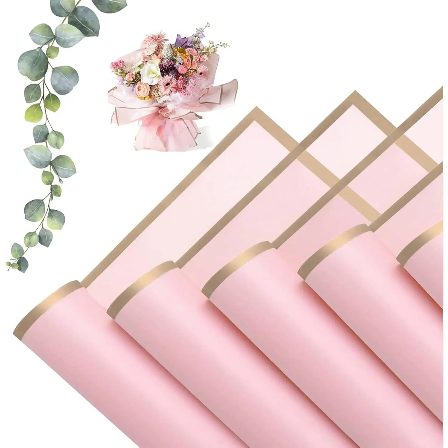 Flower Wrapping Paper 20 Sheets, Korean Floral Wrapping Paper for Bouquets with  Border,  Korean Florist Bouquet Paper, Packaging Paper for DIY Crafts Wedding Birthday