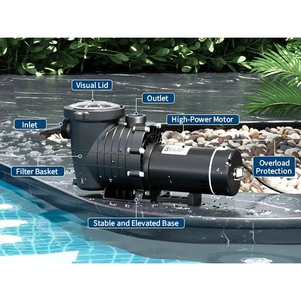 2.0 HP High-Flow Self-Priming Filter Pool Pump, 110-120V 1500W Single-Speed with Large Filter Basket for Inground-Above Ground Pools & Spa, Black Above-Ground Water Pumps & Accessories (Tools & Hardware)