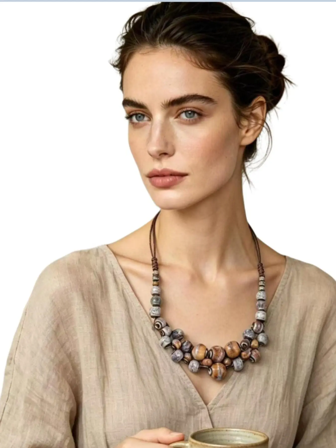 Handmade Ceramic Necklace, High-Temperature Hand-Fired Jewelry, Unique Crafted Accessory, Perfect for Special Occasions