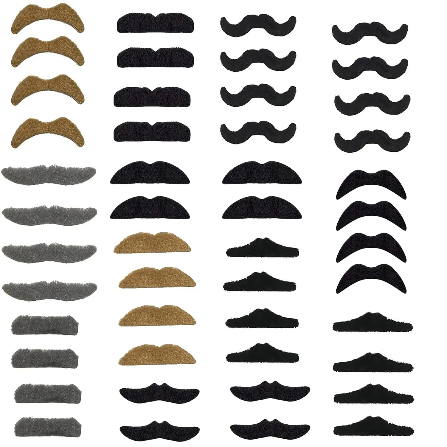 48 count  Mustaches Beard, Self Adhesive Costume Accessories Novelty Mustache Fiesta Party Supplies for Masquerade Party