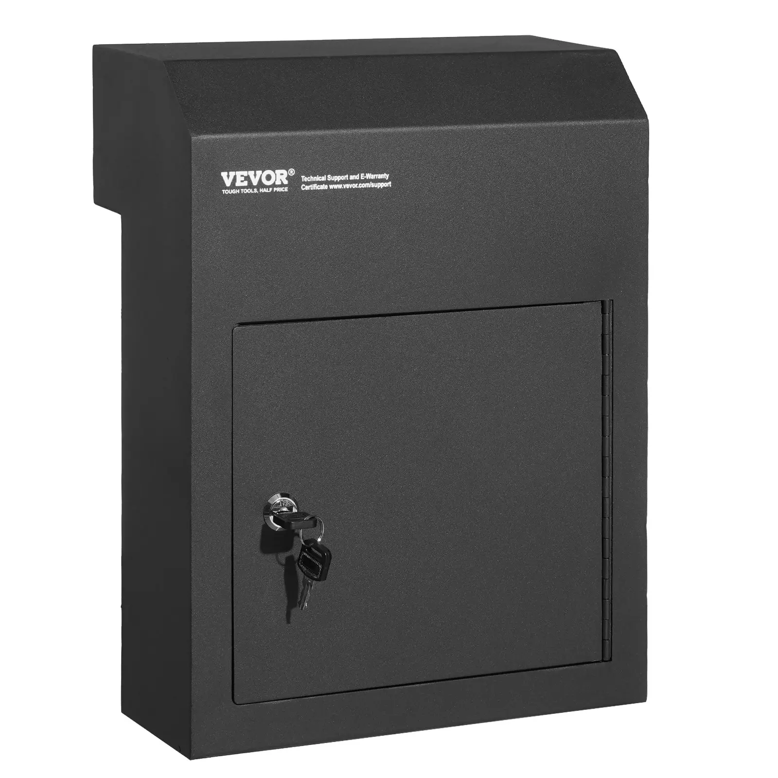 【DealsForYouDays】VEVOR Through The Door Key Drop Box, Heavy Duty Steel Through the Door Mailbox with 1.8" 12" Key Lock, 12x6x16 Mail Drop Box, Black