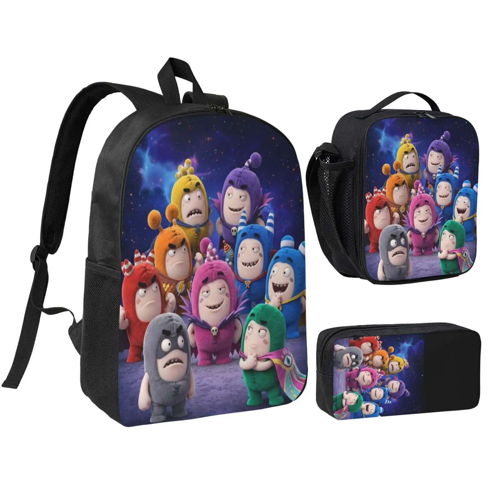 Anime Suikihum1 Kids 3Pcs Multipurpose Teen Backpack Set with Adjustable Shoulder Straps, School Bookbag, Insulated Lunch Box & Pencil Bag for Boys Girls Daily School Travel Office