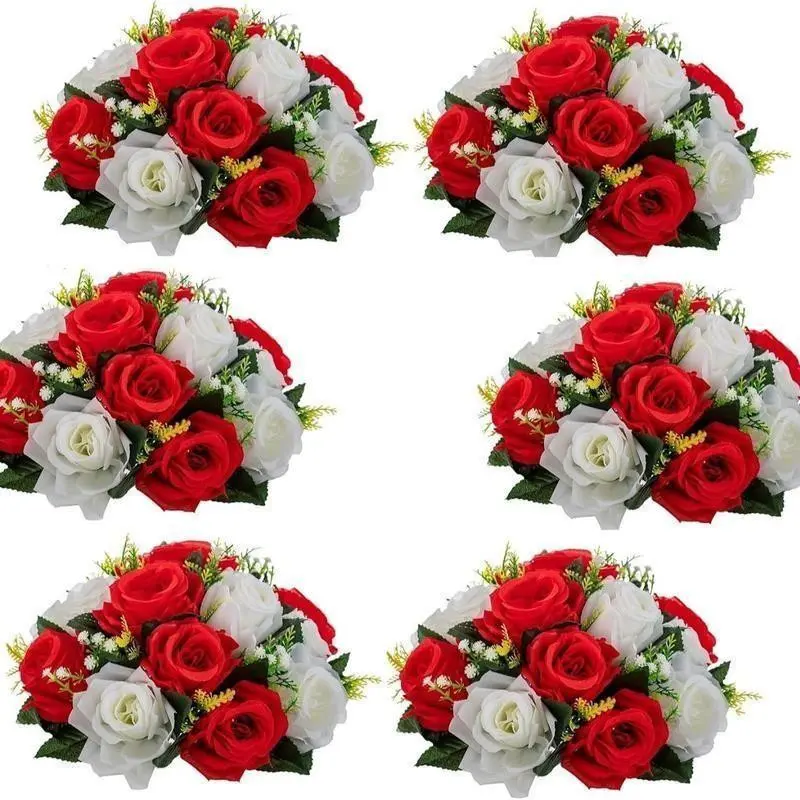 The latest 6-piece realistic rose decoration flower ball set. Ideal for center decoration on the wedding main table. Suitable for Halloween, Christmas, Thanksgiving, Valentine's Day and other festivals. A DIY home dining table flower arrangement for creat