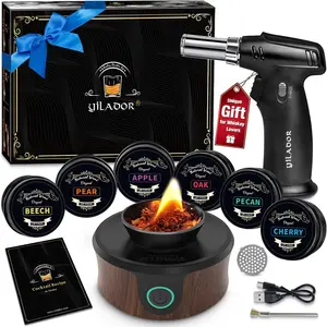 Electric Whiskey Smoker Kit with Torch, Unique Fathers Day Gift for Whiskey Lover, 6 Wood Chips – Infuse Rich Smoky Flavors in Bourbon Old Fashioned & Cocktails, Birthday Gifts for Him, Dad(No Butane)