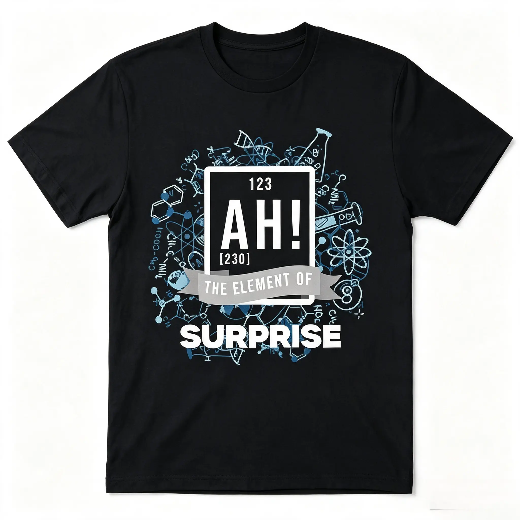 AH The Element Of Surprise Funny Science Chemistry Graphic Cotton T-Shirt, Oversized Comfort Cute Fashion Casual Outfit, Perfect Valentine's Day Holiday Gift For Him Her Chemistry Teacher Science Nerd Family Friends