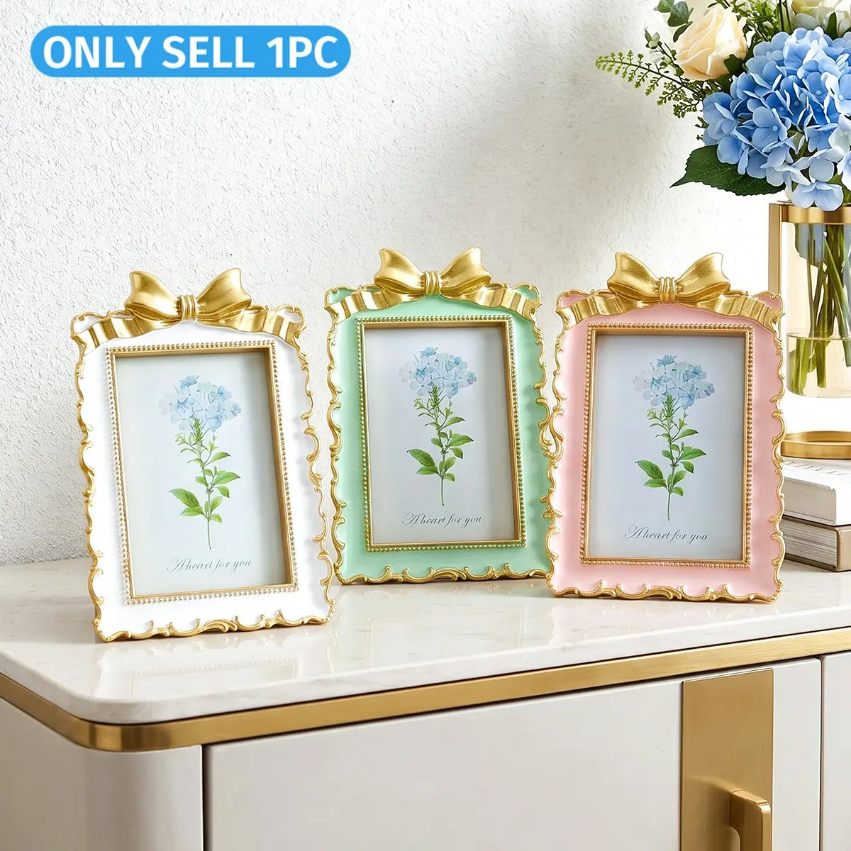 3D Embossed Bow Frame, Picture Frame, Craftsmanship, Home Desktop Photo Display, Picture Frames For Desk, Vanity Decor, French Style, Bedroom, Gift Box