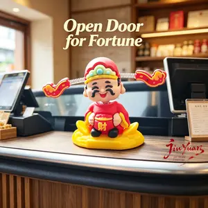 Car Interior Decoration, Feng Shui God Statue, Head Nodding Small Wealth God, Set of 2, Enhance Your Car's Aesthetic Appeal