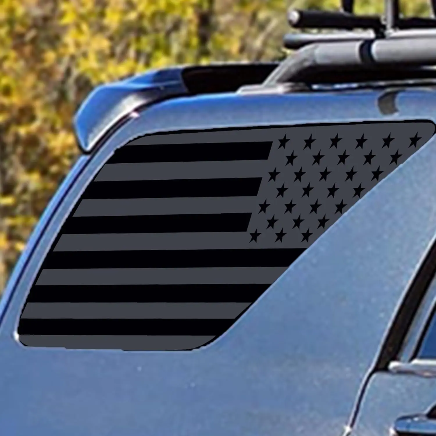 Xinghe for 2003-2009 Toyot@ 4Runner Rear Side Window American Flag Decals, Matte Black Flag Decal for Truck Side Back Window (Matte Black, 2003-2009)