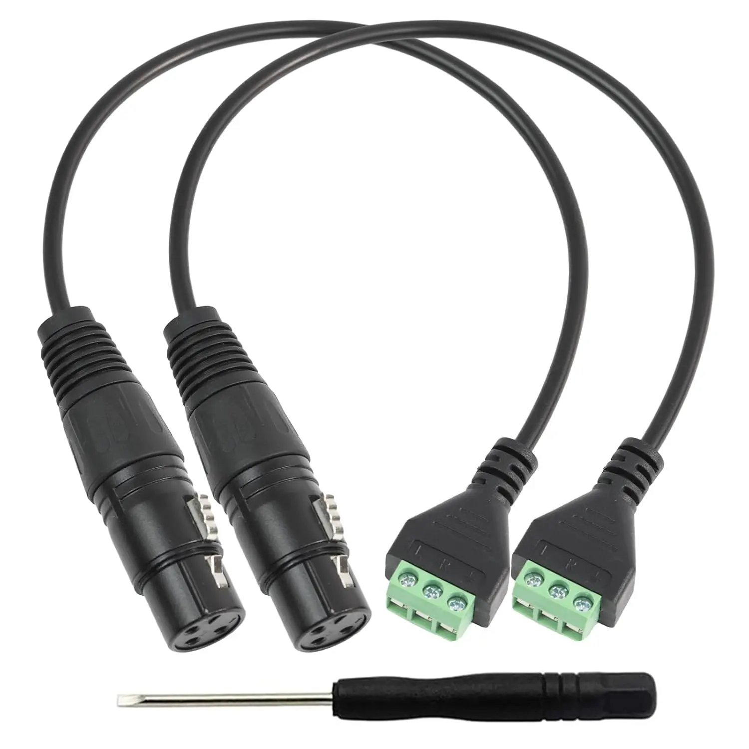 2 count 13Inch XLR3  XLR There Pin Female to 3Pin Terminal Adapter Extension  with  for Speakers, Microphone, Sound, Stage Lighting Equipment, Live Performance & Recording