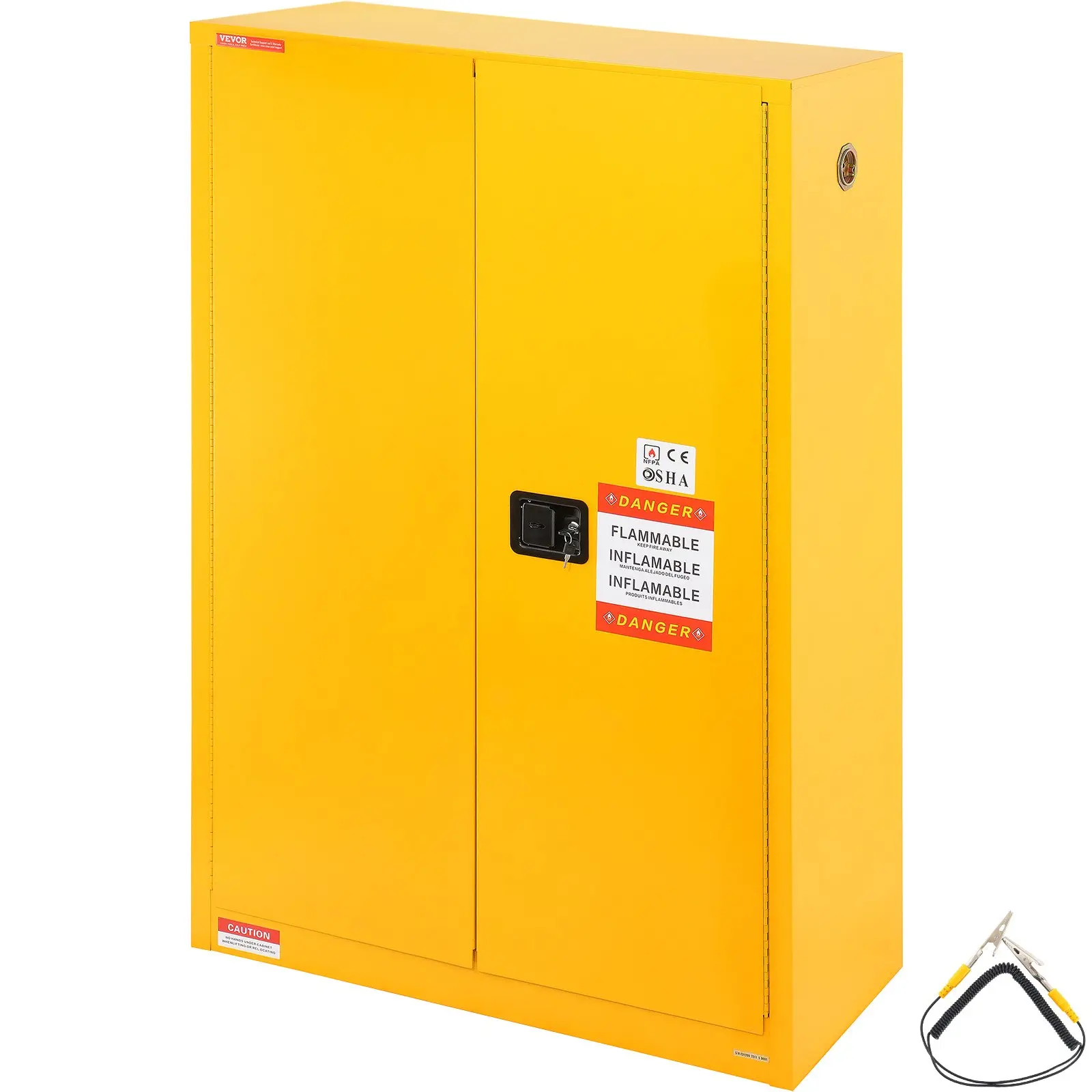 【DealsForYouDays】VEVOR 45 Gal Cold-Rolled Steel Explosion-Proof Flammable Safety Cabinet, 42.9x18.1x65.2 Inches, 2 Adjustable Shelves, 2 Manual Doors for Industrial Use, Yellow, Storage
