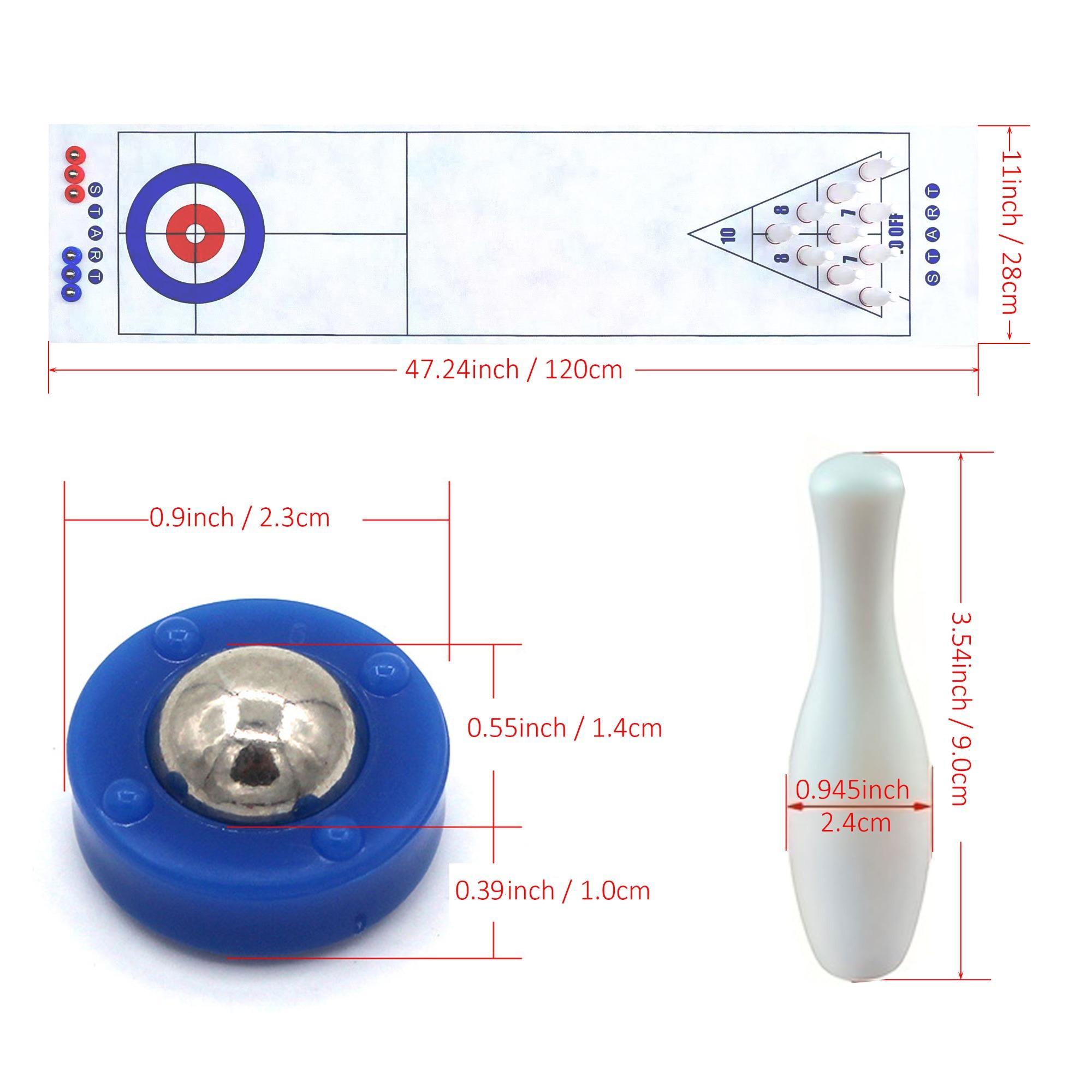 3 in 1 Floor Game Kit, 1 Set Durable Family Fun Games, Tabletop Bowling Game Shuffleboard Set, Party Favors, Tablegame