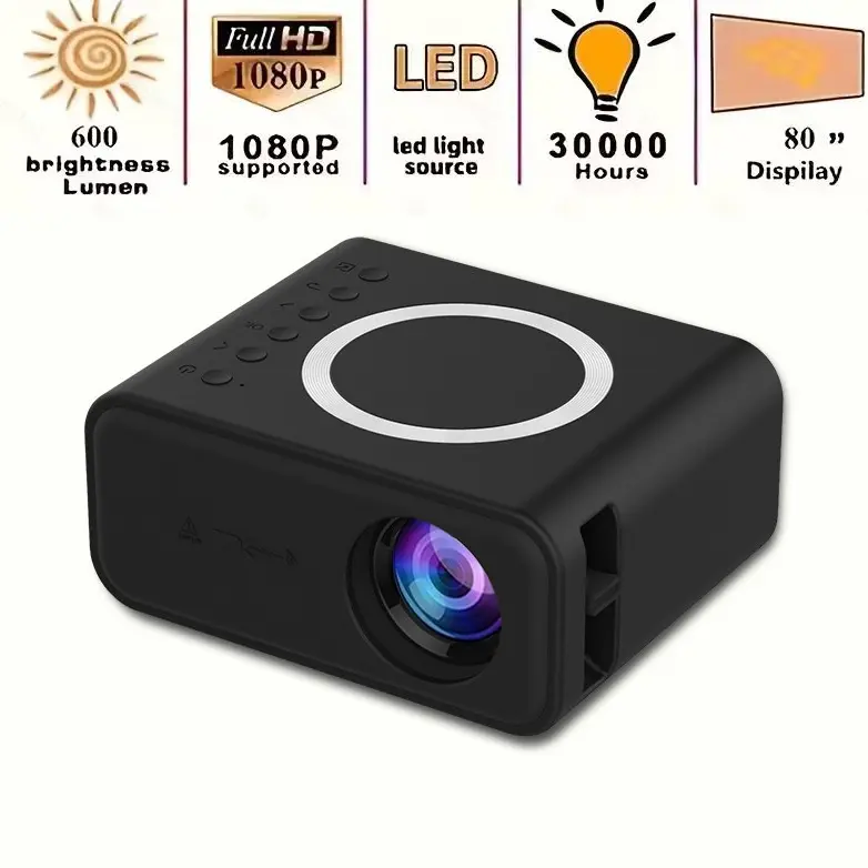 YT300 Home Mini Projector, Miniature Portable Home Projector, Wireless Screen Projection for Apple and Android Phones