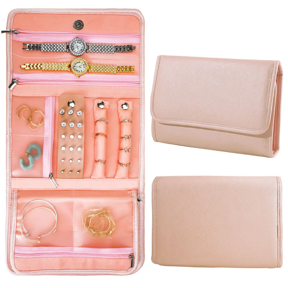 Loveden Nylon Fabric Jewelry Organiser Bag - High-Quality Partitioned Foldable Storage for Earrings, Necklaces, Rings, Bracelets - Lightweight Protector Pouch