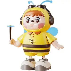 Dancing Bee Musical Toy - Baby Crawling Robot with Cool Lights & Dynamic Music, Moving Legs, Twisting Body & Moving Eyes (Blue Wings)
