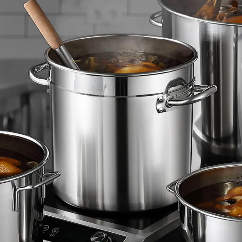 20L Stainless Steel Thermal Pot Food Grade Heat Insulated Soup Pot with Thickened Bottom Induction & Gas Stove Compatible Easy Clean for Home Kitchen & Restaurant