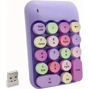 Number Pad,  Cute Colorful Retro Mini Portable Numeric Keypad, 2.4G Cordless External Keyboard for , Laptop ()