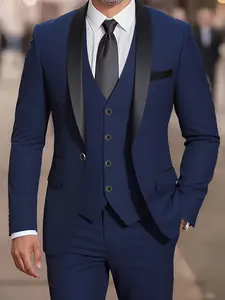 Men's Blazer 3 Piece Set, Notch Lapel Jacket, Vest, Pants, Slim Fit, Plain Surface, All Seasons, Ideal for Weddings, Parties, Balls, Evening Events