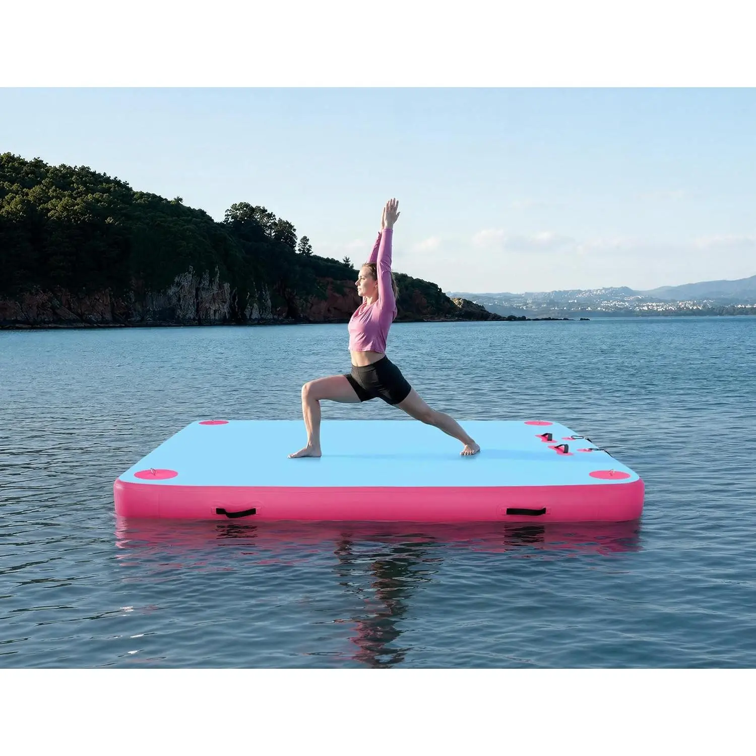 Inflatable Floating Dock for Lakes, Thick and Extra Wide Lake Floats for Adults, Non-Slip Air Dock Platform with Portable Carrying Bag, Floating Platform Island for Pool Beach Ocean