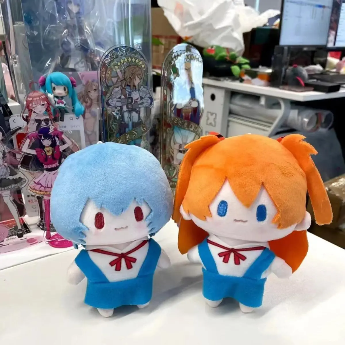 2026 Hot 15cm NEON GENESIS EVANGELION Kawaii Plush Dolls, Rei Ayanami & Asuka Japanese Anime Peripheral, Bag Charm Collection Toy for Anime Fans & Children Gifts