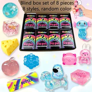 8-Piece Blind Box Malt Sugar Stress Relief Fidget Toys, Creative Slow-Return Squishy, Hidden Edition, Party Gift Set