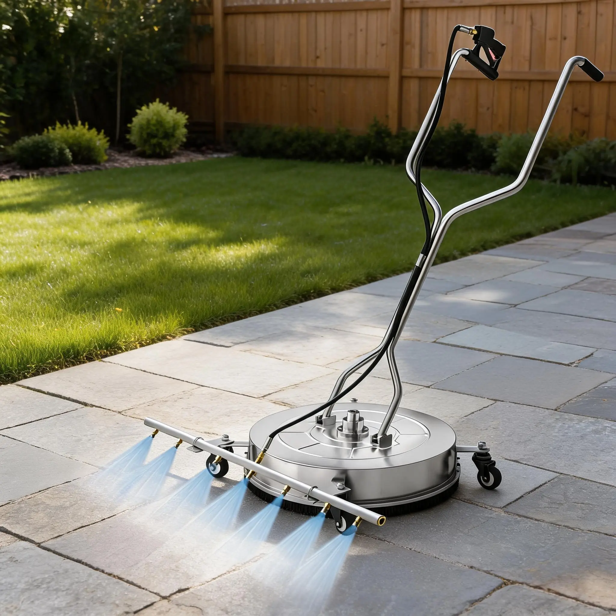 24" Pressure Washer Surface Cleaner Mate with 7 Nozzles Water Broom, Stainless Steel Dual Handle Surface Cleaner for Concrete Driveway Sidewalk Deck Patio