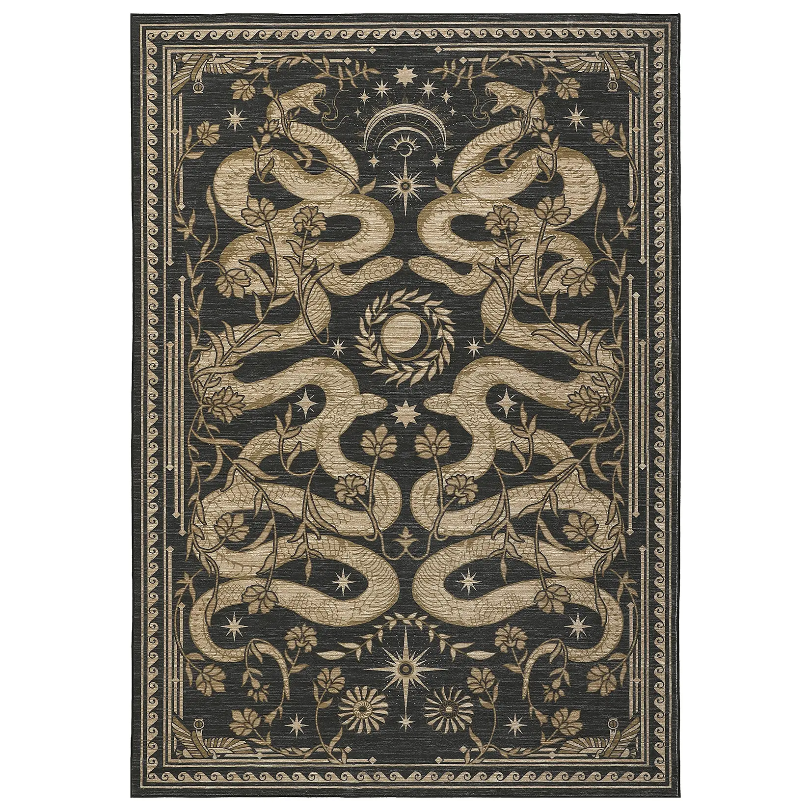 Washable Snake Print Area Rug - Low-Pile Thin Carpet, Non-Slip Backing, mark-Resistant Soft Indoor Floor Cover for Living Room Bedroom Dining Room Nursery Office