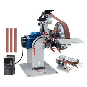 VEVOR Belt Grinder Sander, 72x 2-Inch Variable Speed Belt Polisher with VFD, 1500W Knife Sharpener with 3 Grinding Moulds 3PCS Sanding Belts for Metalworking, Compatible with 72"- 82*2" Belts
