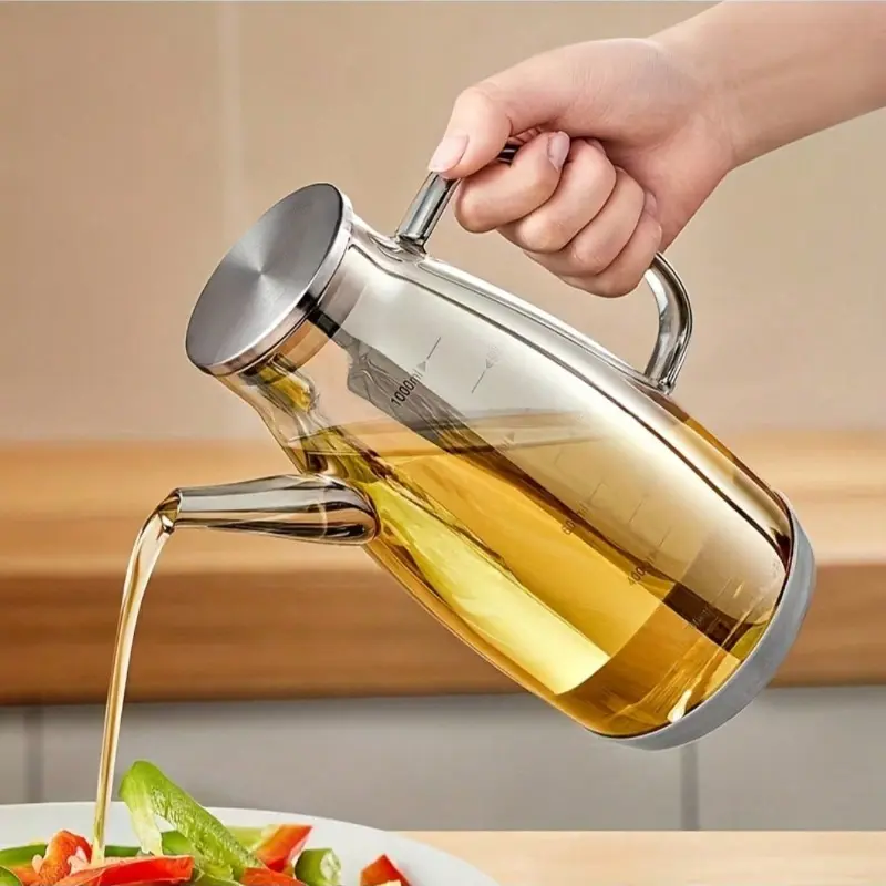 Large/Medium/Small Borosilicate Glass Fuel Pumps - High-Temperature Durable, Leak-Proof Kitchen Fuel Reservoirs with Non-Drip Spouts, Heavy-Duty Glass Oil Bottles for Cooking and Baking, Clear Measurement Markings Glass Oil Dispenser