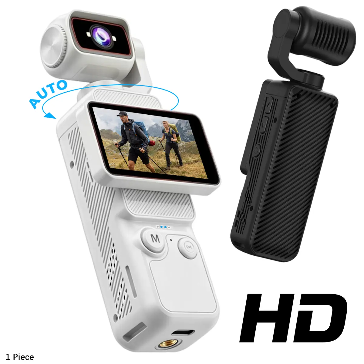 HD Action Camera with 180° Auto Rotatable Lens,Vlogging Camera,Pocket Camera with WiFi Connection,Loop Recording for Travel Adventures, Family Moments and Outdoor Recording, Rechargeable Camera