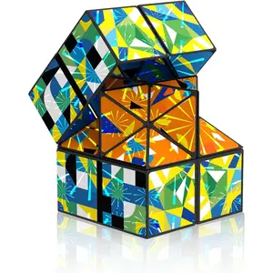 Glossy Kaleidoscope Infinity Cube - Silent Holographic Fidget Toy for Adults & Teens, EDC Sensory Toys for Stress Relieving & Mindful Focus, Office Desk Toy Pocket-Sized Travel Gift for Colleaguesfidget toys