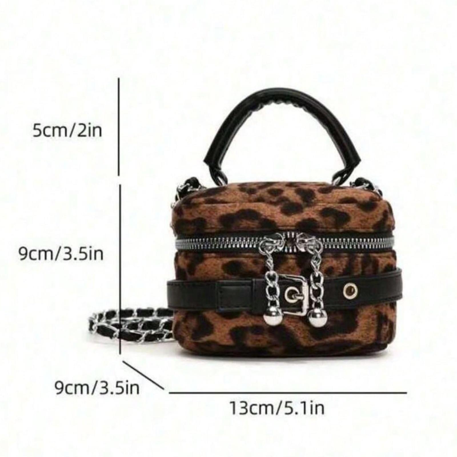Leopard Print Mini Crossbody Bag, Cute Stylish Chain Coin Purse Mini Bag Accessories Shoulder Tote Bag Everyday Purse Wallets for Women Work Bags Perfect for Women'S Daily Outings and Parties