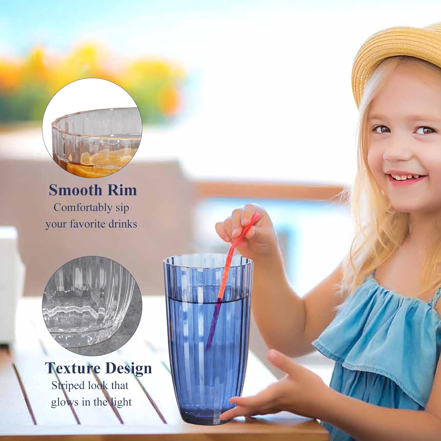 Mixed Colors Highball Cups | Plastic  Tumblers | 20oz (Set of 6) | Stackable |  Tumblers | Shatterproof | Top-rack Dishwasher Safe