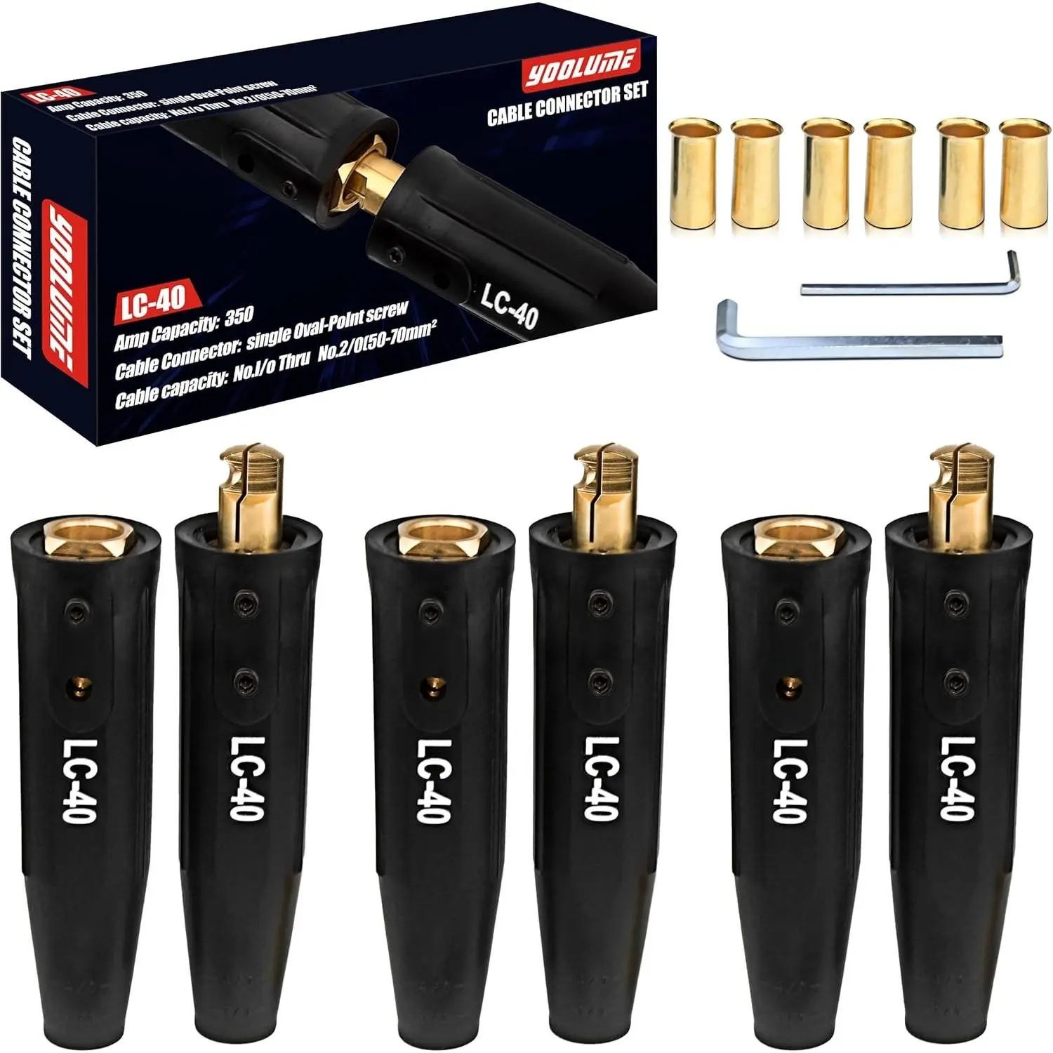 3 Pack LC-40 Positive Cam Twist-Lock Insulated Male/Female Welding Lead Cable Connector Pair