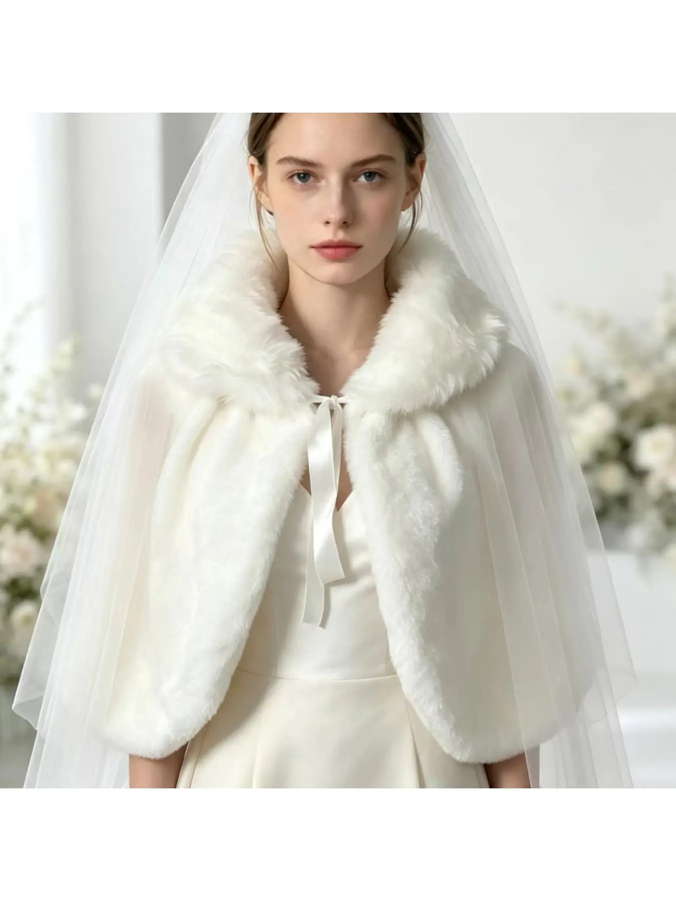 Wedding dress large shawl cape autumn winter bridal warm thick vest wedding white cloak outerwear