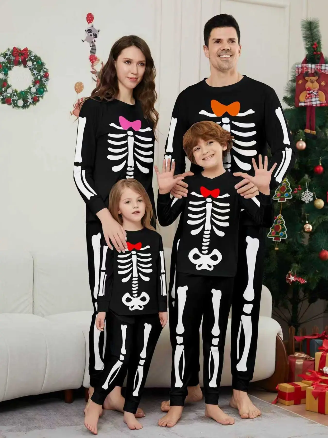 2-Piece Halloween Family Pajama Set, Matching Sets Long Sleeve Casual Fitted Sleepwear for Men Women Kids, Home Clothing for All Seasons