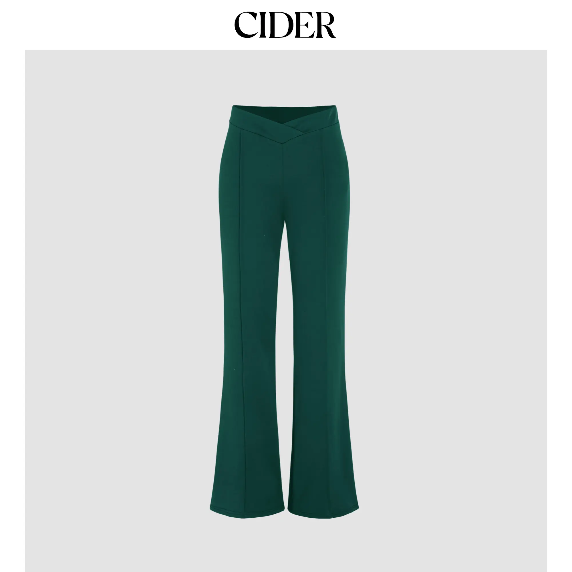Cider [3 colors, size 0-26] V Waist Knitted Flared Trousers