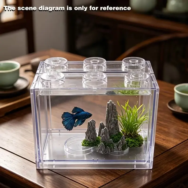 Fashion Mini HD Acrylic Nano Fish Tank, Suitable for Betta, Shrimp, Goldfish, Newts, Crabs, Insects, Turtles, Desktop Aquarium, Home/office Use