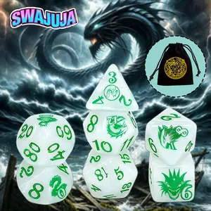 7-Piece Acrylic Dice Set with Pouch, D4 D6 D8 D10 D12 D20 Game Dice, Perfect for Party Decor and Holiday Gifts, Easy to Hold and Throw