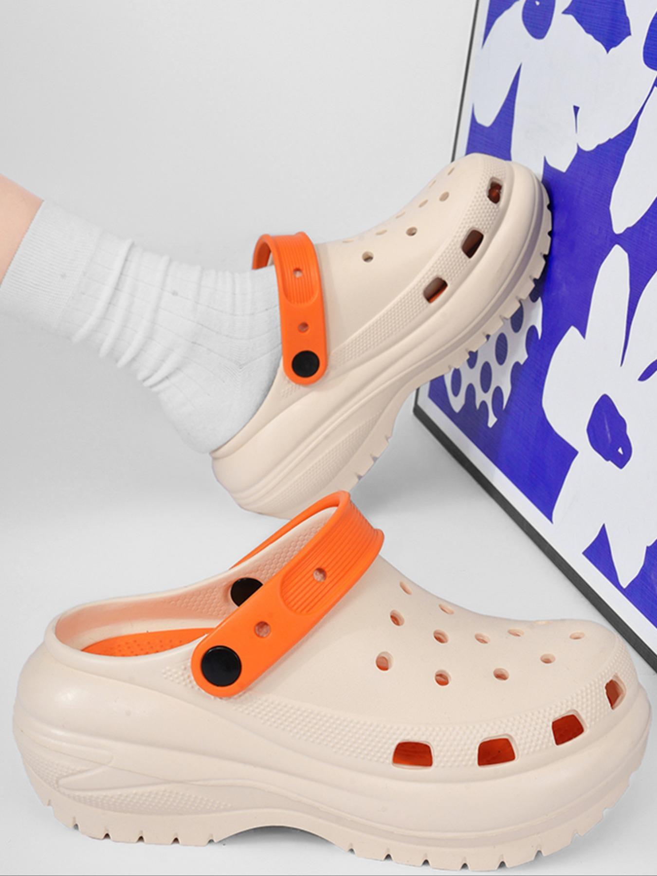 Women's Solid Color Platform Clogs, Casual Comfortable Breathable Clogs, Fashionable Shoes for Indoor & Outdoor Wear