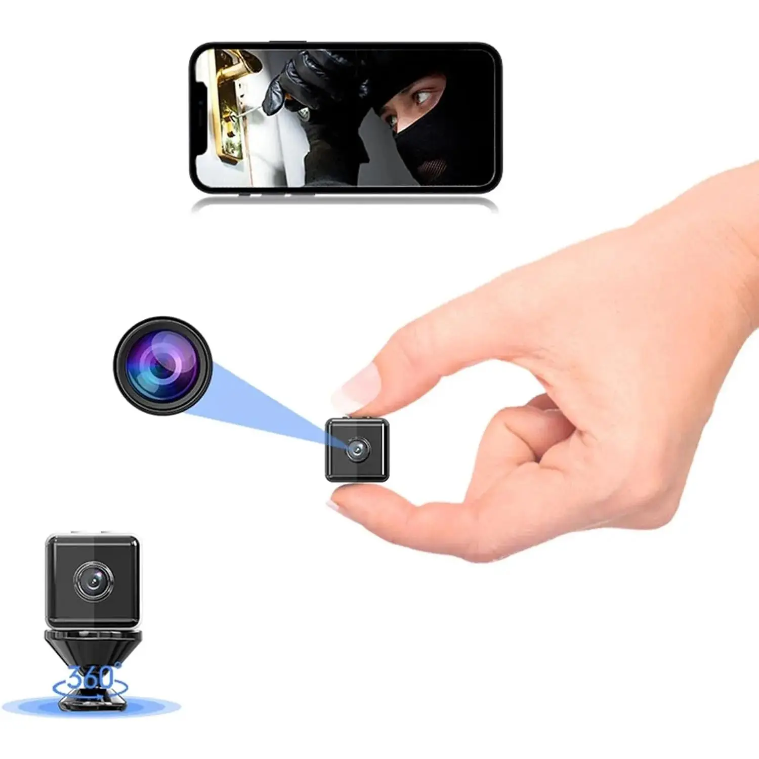 X6D Mini Wireless Camera Security - 1080P HD Home Surveillance Device, Built-in Battery, Compact Lightweight Security Cameras & Systems, MicroSD/TF Support, Night Vision