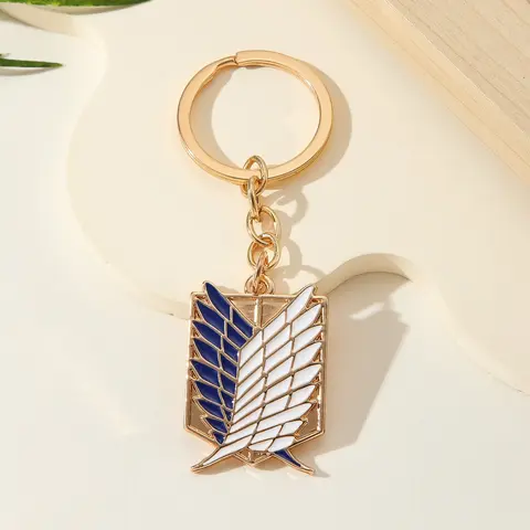 1Pc Attack on Titan Wings of Freedom Keychain, Anime Survey Corps Style, Gold-Plated Enamel Metal Key Ring, Car & Backpack Ornament, Collectible Gift for AOT Fans, Key Chain Accessories, Key Chain Decorations, Keychain For Bags