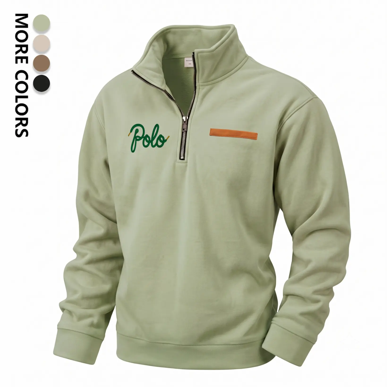 Men's Artistic Typography Quarter Zip Sweatshirt, Soft Fleece Lined Stand Neck Pullover Jacket, Casual Long Sleeve Winter Tops for Daily Wear, Travel, Outdoor Sports and Athleisure Style