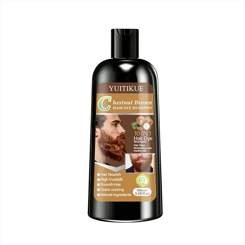 Yuitikue Chestnut Hair Dye Shampoo 100ML, Quick Color in 15 Minutes, Long-Lasting, Repair Dry and Frizzy Hair, Herbal Formula