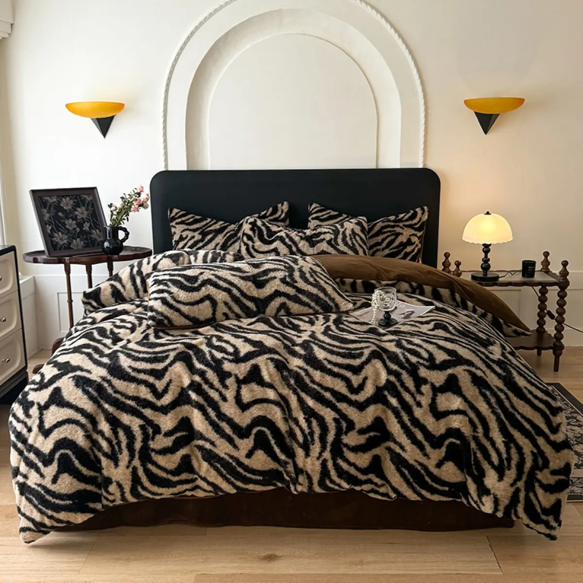 Faux Rabbit Fur Leopard Print Duvet Cover Set, Soft Plush Warm 3-Piece Comforter Cover Set with Zipper Closure, Includes 1 Duvet Cover and 2 Pillowcases, Cozy All-Season Bedding for Bedroom, Living Room and Dorm, Christmas and Housewarming Gift