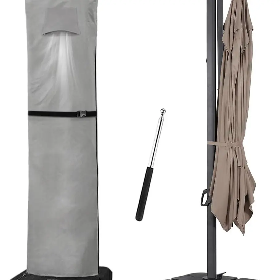 Outdoor Umbrella Cover with Ventilation, Waterproof Sunshade, UV Protection, Adjustable Support Pole, Ideal for Garden Use, Patio Umbrella Cover