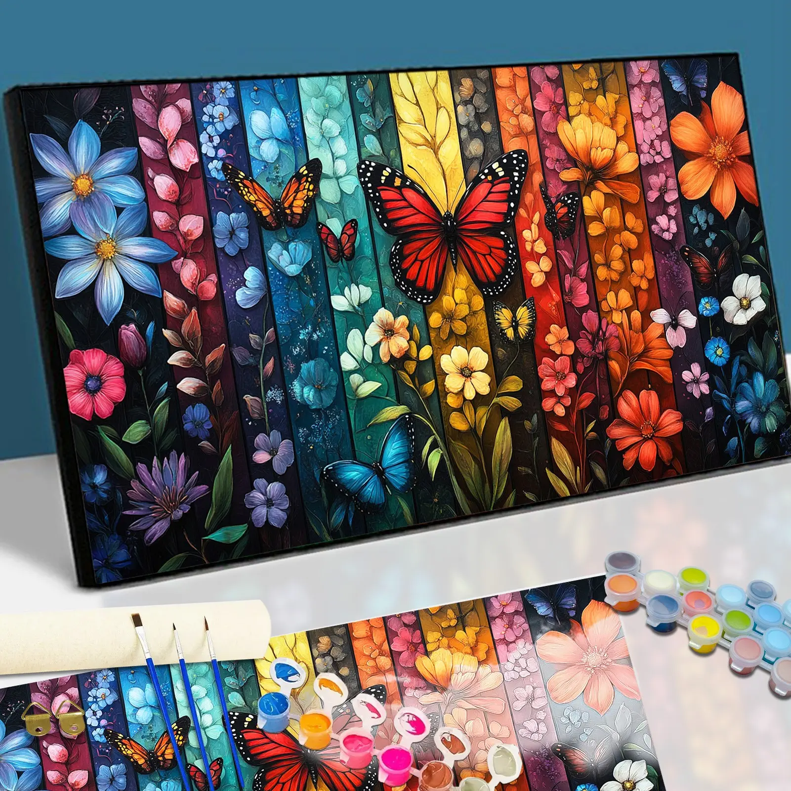 Paint By Numbers Kit for Adults Beginners - 27.6x15.8in/70x40cm Color Canvas, Easy DIY Flowers and Butterflies Acrylic Painting Set, Diy Painting Supplies, Painting Kits - Wall Decor for Home, Gift for Birthday, Mother's Day and Christmas, Without Frame