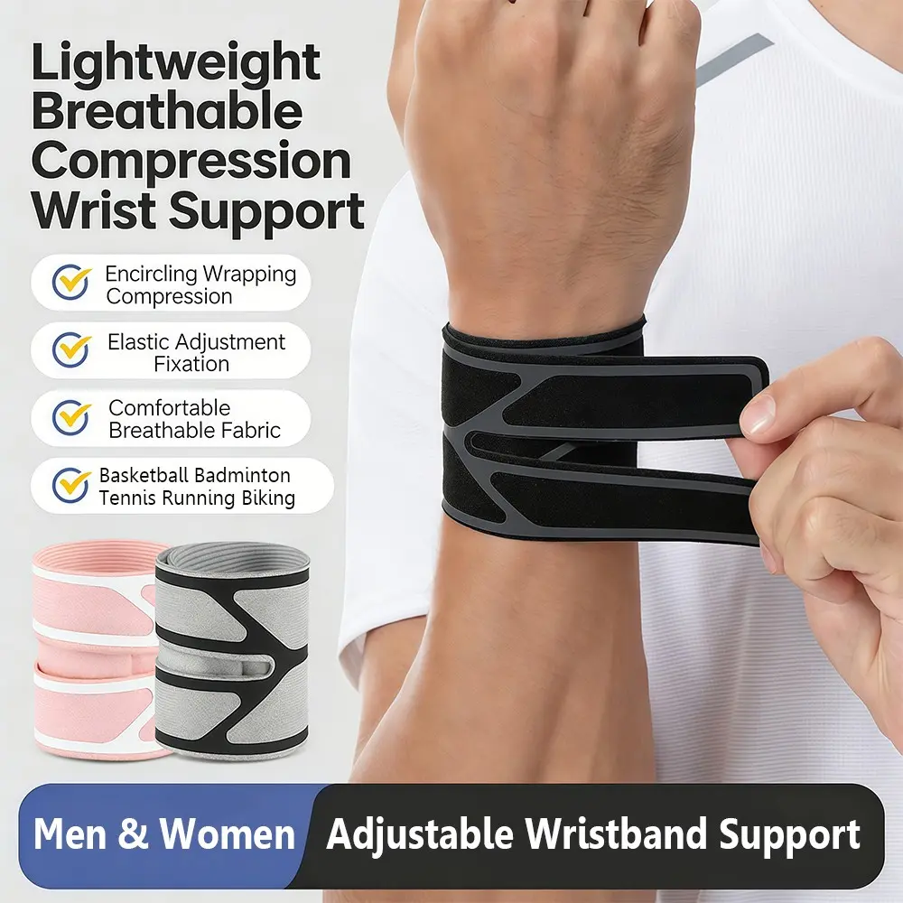 1Pcs Adjustable Wrist Brace Wrist Wrap, Ultra-thin Compression Wrist Strap Wrist Support for Men and Women Workout Basketball Tennis Badminton Weightlifting Tennis Wristbands Wrist Bands Sports