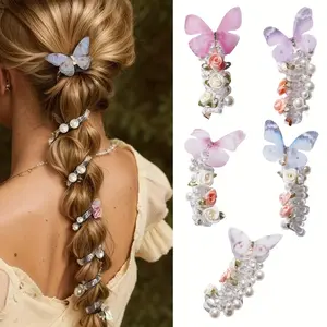 Y2K Butterfly Hair Ties for Women, Cute Bubble Braid Hair Bands, Coquette Fairycore Hair Accessories, High Stretch Ponytail Holders, Soft Girl Aesthetic Hairstyles for Daily Wear, Parties & Photoshoots, 5PCS