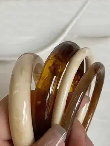 Vintage Resin Amber Acrylic Bangles Set, High-Quality Texture Bracelets, Fashionable Multifunctional Jewelry for Women, Daily Wear Accessories, 4 Pieces