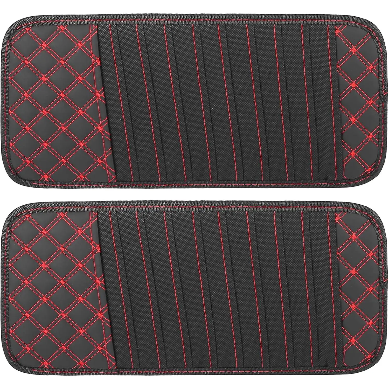 2 count  CD Visor Storage Cases  Sun Visor Organizer with 10 DVD Storage Sleeves Black with Red Line